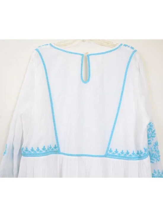 Soft Surroundings Juniper PLUS 1X Embroidery Gauze 3/4 Sleeve Dress Beach Boho - Picture 12 of 14